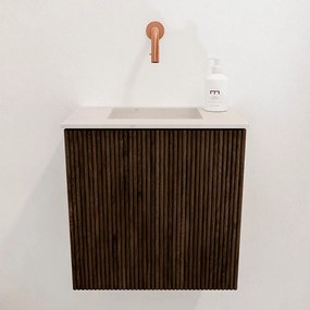 Mondiaz Joya DLux 40cm toiletmeubel walnut met wastafel faye midden zonder kraangat meli