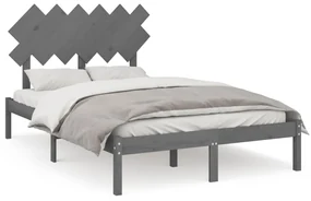 vidaXL Bedframe massief hout grijs 120x200 cm