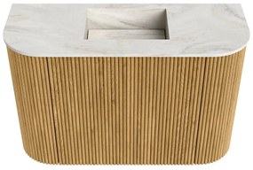 Mondiaz Joya DLux 65cm toiletmeubel ronding links/rechts oak met wastafel faye midden zonder kraangat ostra
