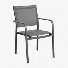 Set Van 2 Stapelbare Tuinstoelen Met Aluminium Armleuningen Archer Grijs – Grafiet - Sklum