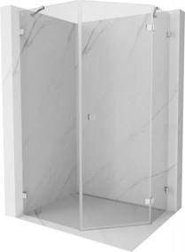 Mexen Lunar vijfhoekige douchecabine scharnierend rechts 80 x 100 cm, transparant, chroom - 831-080P-100L-01-00-P