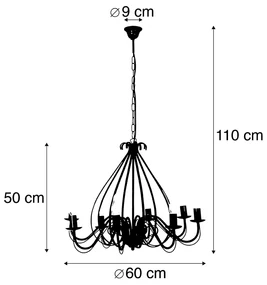 Klassieke kroonluchter antiek goud 8-lichts - Giuseppe Art Deco E14 rond Binnenverlichting Lamp