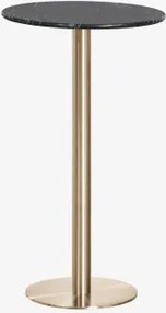 Ronde Hoge Bartafel Ø60 Cm In Natuurlijk Steen Xiren Groen Marmer Big Flower & Geborsteld Goud - Sklum