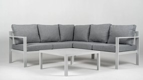 DATHO OUTDOOR Hoek Loungeset - Hawaii - Aluminium - Datho Outdoor - Wit/Lichtgrijs