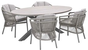 Garden Impressions Sorong tuinset 5-delig - Tulli tuintafel 180x115 cm - light teak vironwood