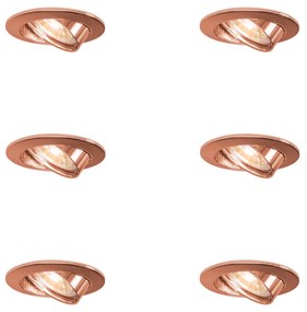 Set van 6 Ronde inbouwspot koper kantelbaar - Edu GU10 Binnenverlichting Lamp
