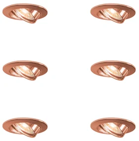 Set van 6 Ronde inbouwspot koper kantelbaar - Edu GU10 Binnenverlichting Lamp