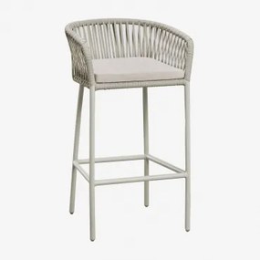 Set Van 2 Hoge Krukken Met Armleuningen Van Aluminium En Gevlochten Touw Arhiza Groen – Khaki & ↑75 Cm - Sklum