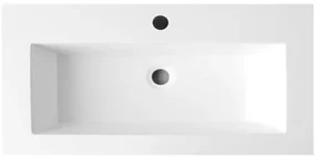 Lambini Designs Copparo compacte wastafel mineraalmarmer 100cm met kraangat wit glans