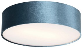 Moderne plafondlamp blauw 40 cm met gouden binnenkant - Drum