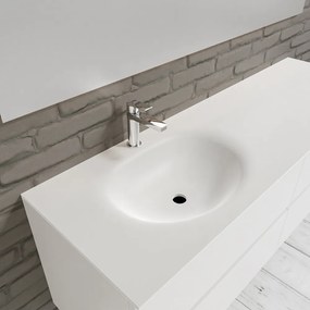 Zaro Sevilla Solid Surface badmeubel 150cm mat wit 1 kraangat spoelbak links 4 lades