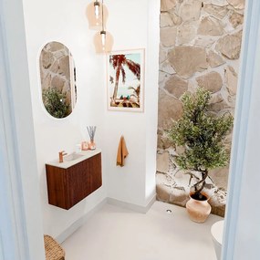 Mondiaz Joya DLux 60cm toiletmeubel ronding rechts ruby met wastafel faye links 1 kraangat ostra
