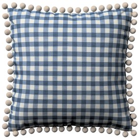 Dekoria Kussenhoes Wera met pompons, marineblauw-ecru  45 x 45 cm