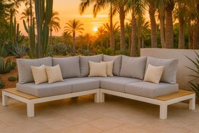 Loungeset 5 personen Aluminium/Teak Wit Lifestyle Garden Furniture Ravalla