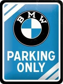 Metalen bord BMW - Parking Only - Blue, (15 x 20 cm)
