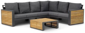 Hoek loungeset 6 personen Aluminium/teak Grijs  Lifestyle Garden Furniture Verona