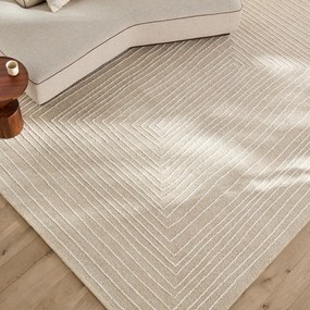 Handgetuft vloerkleed, geborduurde wol, IKAR