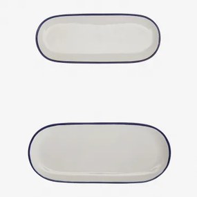 Set Van 2 Ronilena Gres Trays Wit Gardenia - Blauw Ken - Sklum