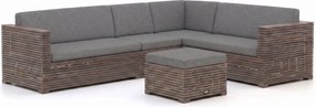 Hoek loungeset ROUGH  | 6 personen | Loungeset Old Teak Greywash | Hoekbank Teakhout | 270x210cm | Kees Smit Tuinmeubelen