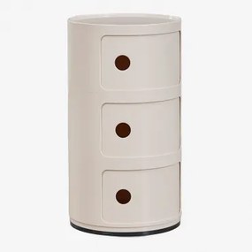Pack Van 2 Nachtkastjes Ø30 Cm Met Planken Babel Tapioca Beige & 3 Lades - Sklum