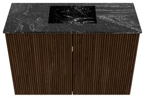 Mondiaz Joya DLux 60cm toiletmeubel walnut met wastafel faye midden zonder kraangat lava