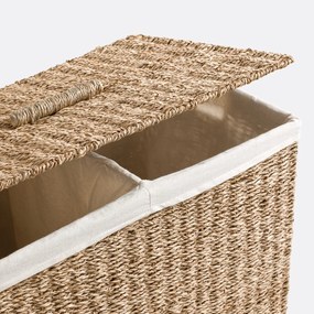 Wasmand met twee compartimenten, van gevlochten zeegras, AZURO