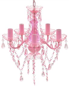 vidaXL Krystallkrone 5 pærer rosa