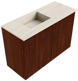 Mondiaz Joya DLux 60cm toiletmeubel ruby met wastafel faye links zonder kraangat meli