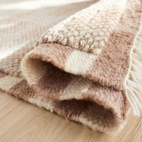 Handgestrikt dambord vloerkleed, wol en katoen, Dalmia