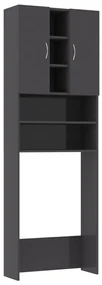 vidaXL Wasmachinekast 64x25,5x190 cm hoogglans grijs