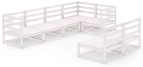 vidaXL 7-delige Loungeset massief grenenhout wit