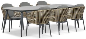 Tuinset 6 personen 240 cm Aluminium/wicker Taupe Coco Nathan/Vienna