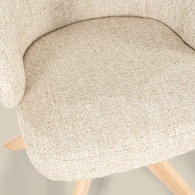 Eleonora Connor Natural Eetkamerstoel Met Eiken Poten Draaibaar Beige