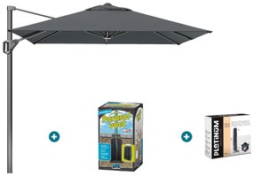 Platinum Voyager zweefparasol T1 2.5x2.5 m. - Antraciet met ingraafvoet en hoes