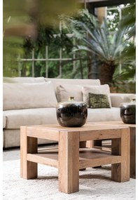 Goossens Hoektafel Roots, hout eiken donkergrijs, stijlvol landelijk, 60 x 40 x 60 cm