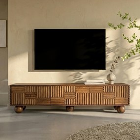 Houten Tv-meubel Uniek Houtsnijwerk - 160x39x39cm.
