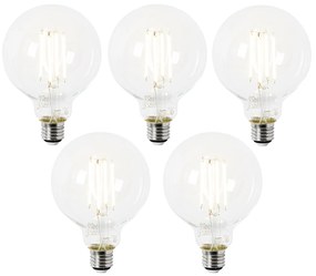 Set van 5 E27 LED lamp G95 helder 2,2W 470 lm 2700K