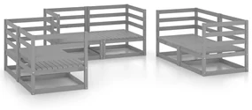 vidaXL 6-delige Loungeset massief grenenhout grijs