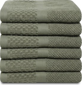 Handdoek Soft Popcorn Collectie – 6 stuks – 50×90 – oudgroen