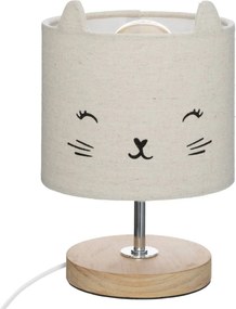Atmosphera Nachtlampje Kat Grijs Linnen - E14 - Tafellamp 21 cm