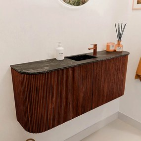Mondiaz Joya DLux 105cm toiletmeubel ronding links/rechts ruby met wastafel faye midden 1 kraangat lava