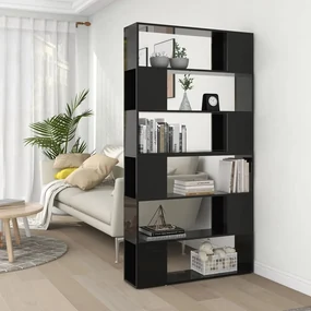 vidaXL Boekenkast/kamerscherm 100x24x188 cm hoogglans zwart