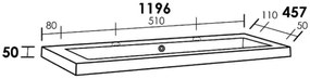 Sanituba Foggia enkele wastafel mineraalmarmer met twee kraangaten 120cm mat