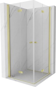 Mexen Mist-F Duo opvouwbare douchecabine 90 x 90 cm, transparant, goud geborsteld - 8A6-090L-090P-55-00