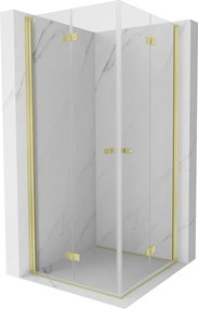 Mexen Mist-F Duo opvouwbare douchecabine 90 x 90 cm, transparant, goud geborsteld - 8A6-090L-090P-55-00