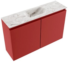 Mondiaz Ture DLux toiletmeubel 80cm fire met wastafel glace midden met kraangat