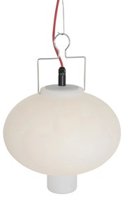 Buiten hanglamp wit 35 cm met rode stekker IP44 - Pion Modern E27 IP44 Buitenverlichting rond