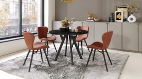 ALMO 100 Zwarte/Zwarte poten - RONDE LOFT/INDUSTRIËLE TAFEL VOOR WOONKAMER/EETKAMER, UITSCHUIFBAAR