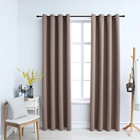 vidaXL Gordijn verduisterend met metalen ringen 2 st 140x225 cm taupe