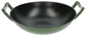 Wok, gietijzer, groen,Ø 36 cm
